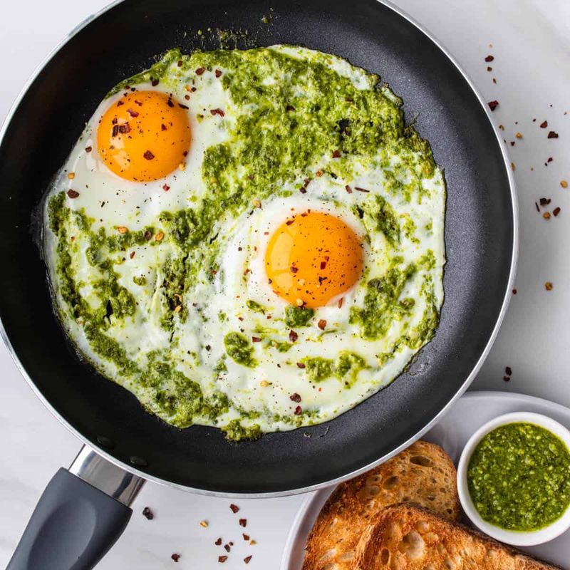 Pesto Fried Eggs