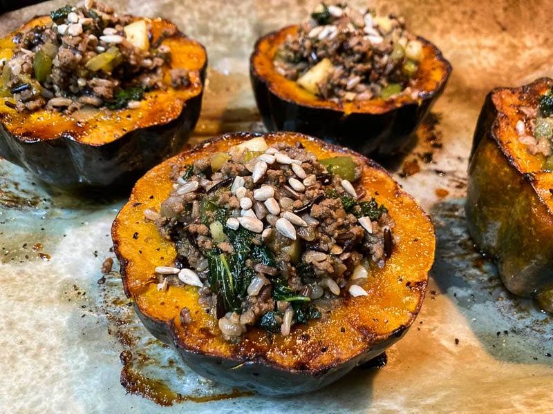Roasted squash with sunflower seeds