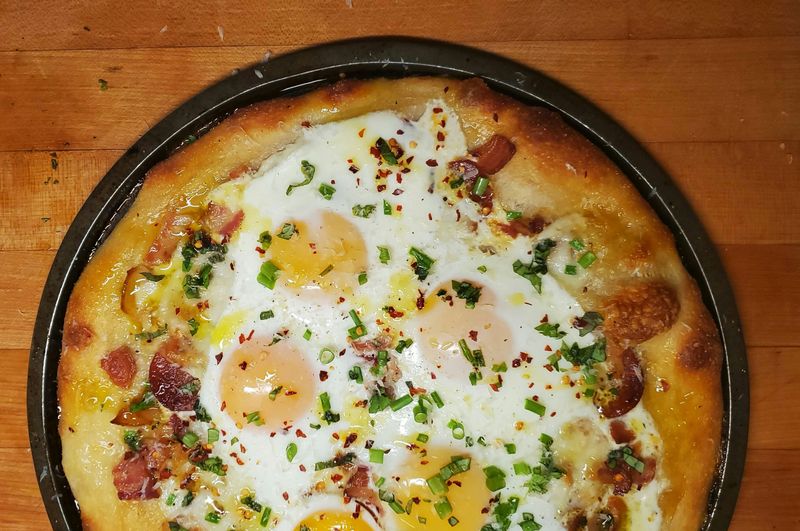 Breakfast Pizza With Bacon And Egg