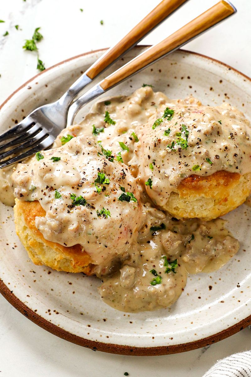 Dutch Oven Biscuits and Gravy