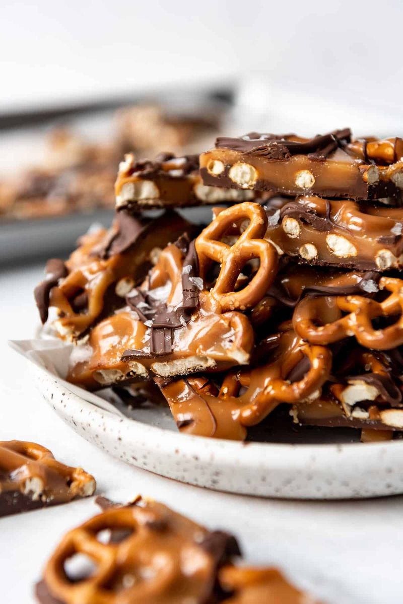 Chocolate caramel pretzel bark