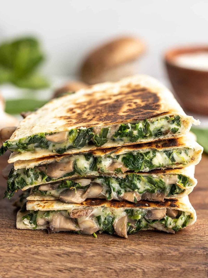 Mushroom And Spinach Quesadilla Skillet