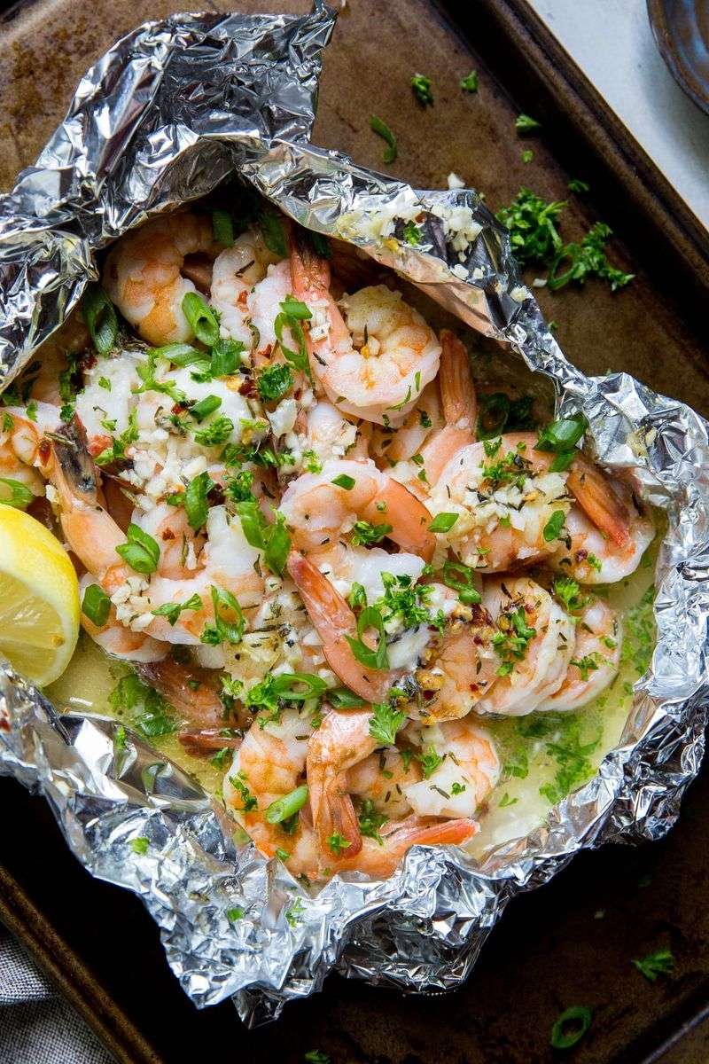 Shrimp Grilled In Foil Packets