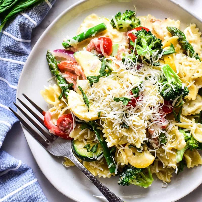 Creamy Vegetable Alfredo (Lighter Version)