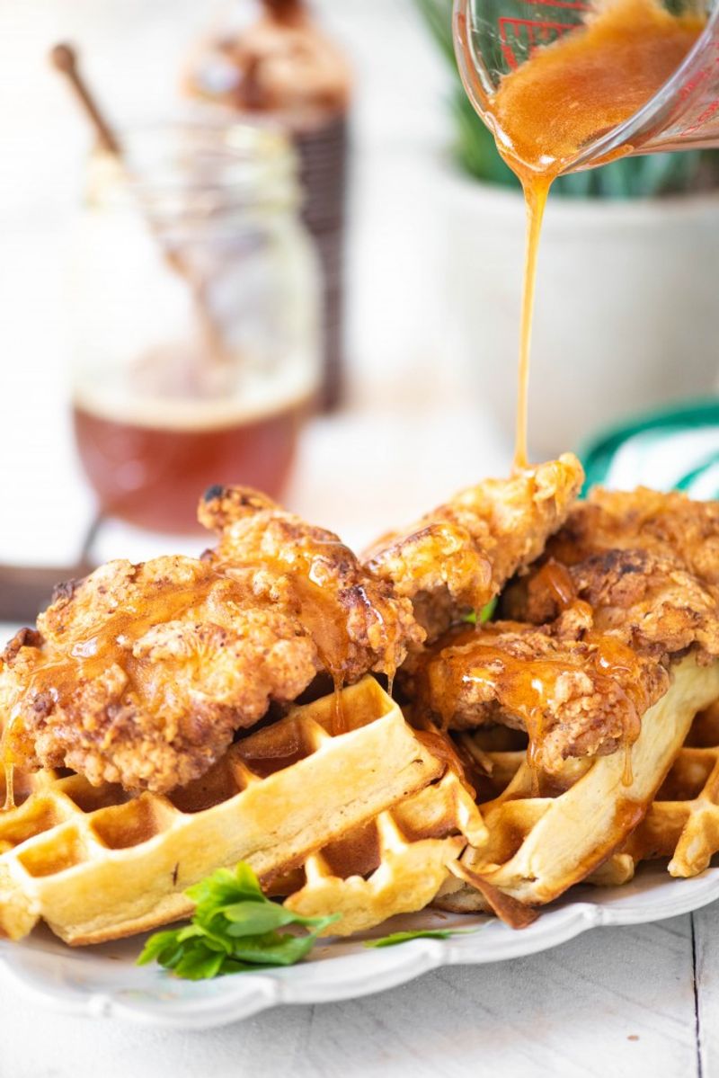 Sriracha Honey Chicken And Waffles