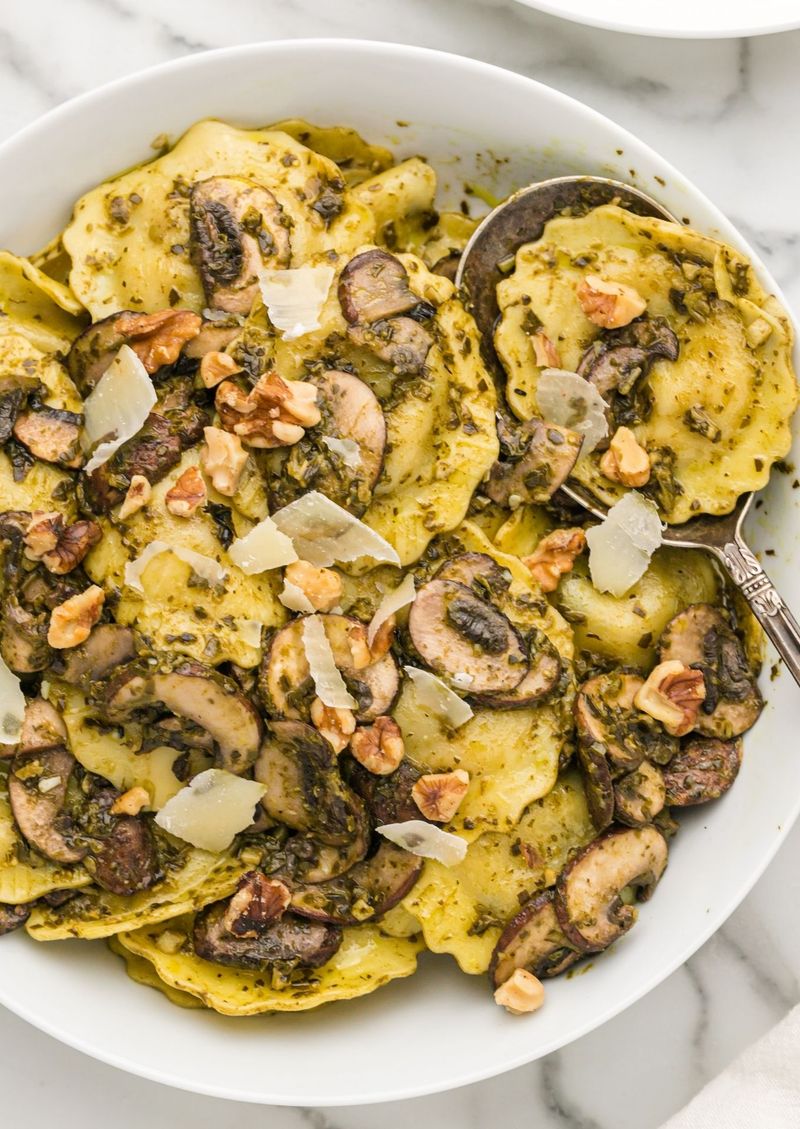 Wild Mushroom Ravioli With Walnut Cream Sauce
