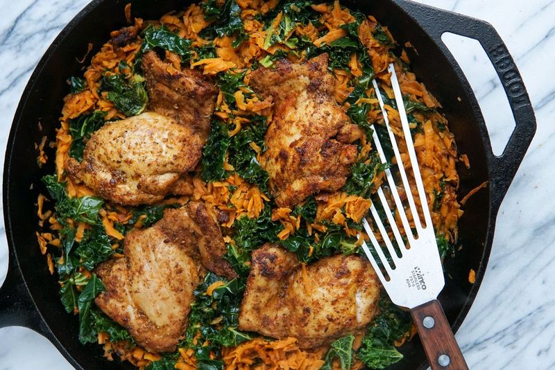 Sweet Potato Chicken Kale Skillet