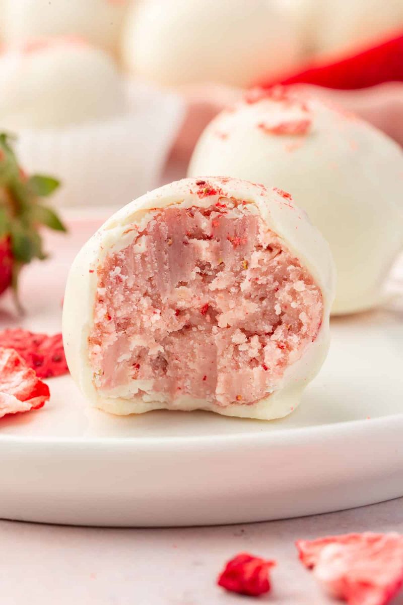 White chocolate strawberry truffles