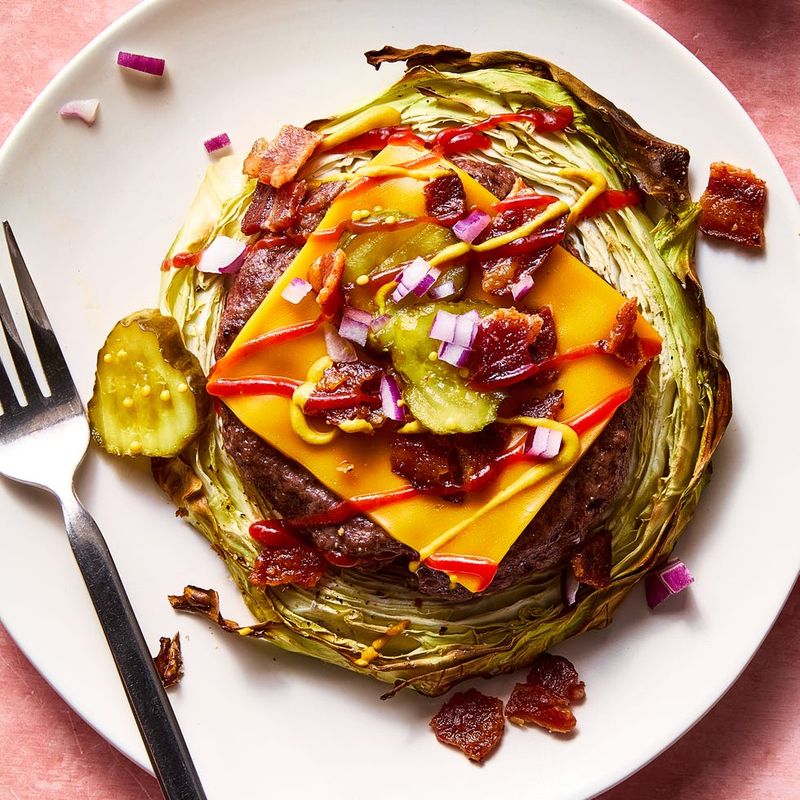 Hamburger Patties with Fried Cabbage