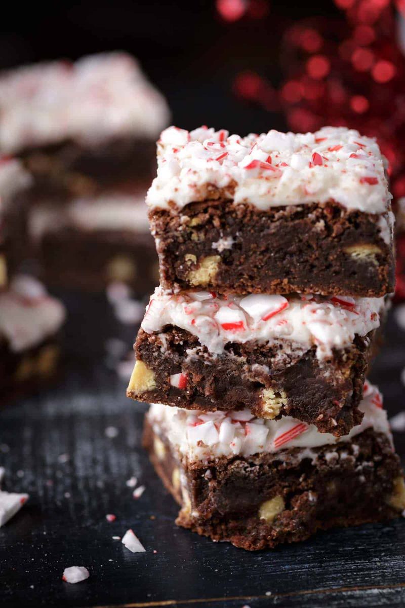 White chocolate peppermint brownies