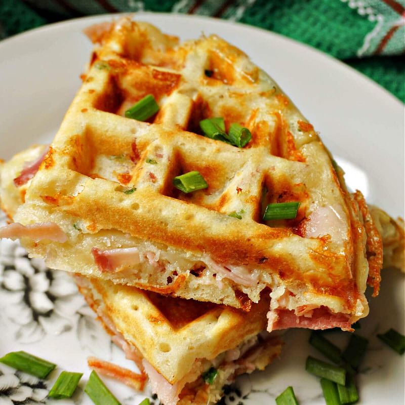 Ham and Cheddar Waffles
