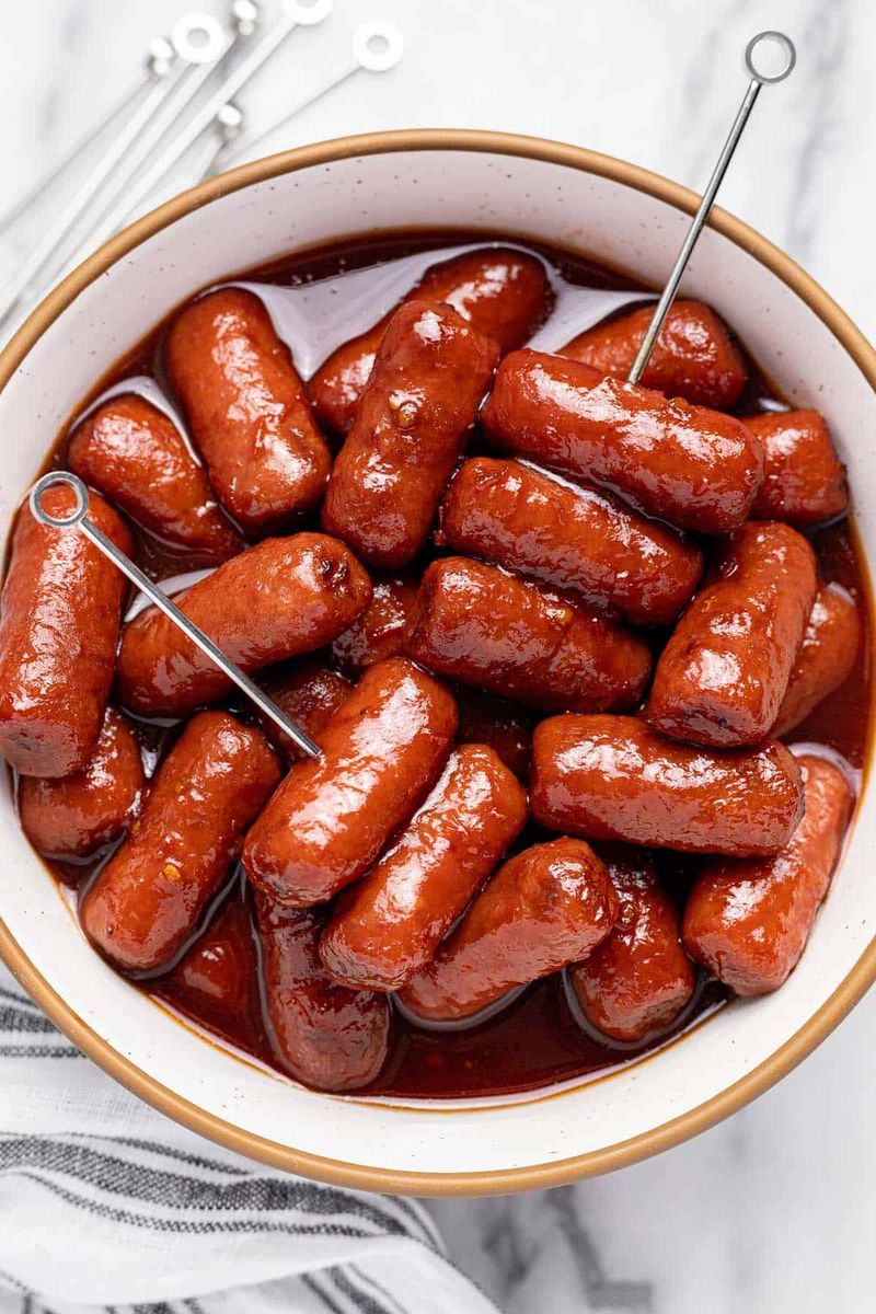 Cocktail Wieners in Grape Jelly and Chili Sauce