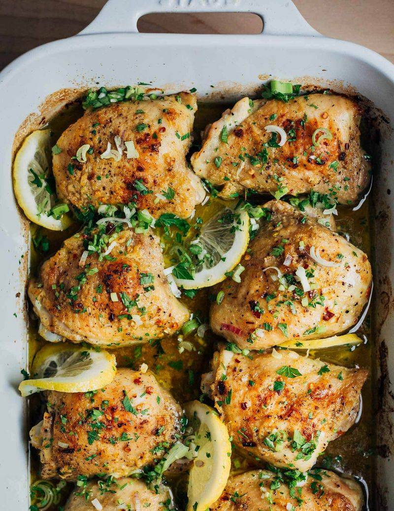 Baked Lemon Garlic Chicken Thighs