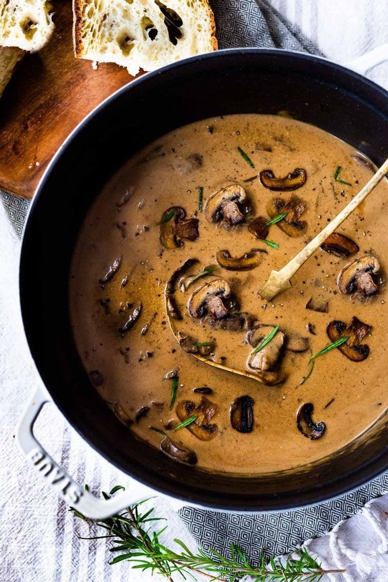 Finish Creamy Mushroom Soup with Marsala Wine