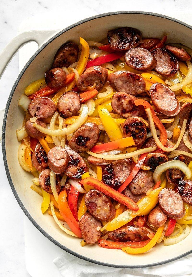 One-pan chicken sausage and peppers