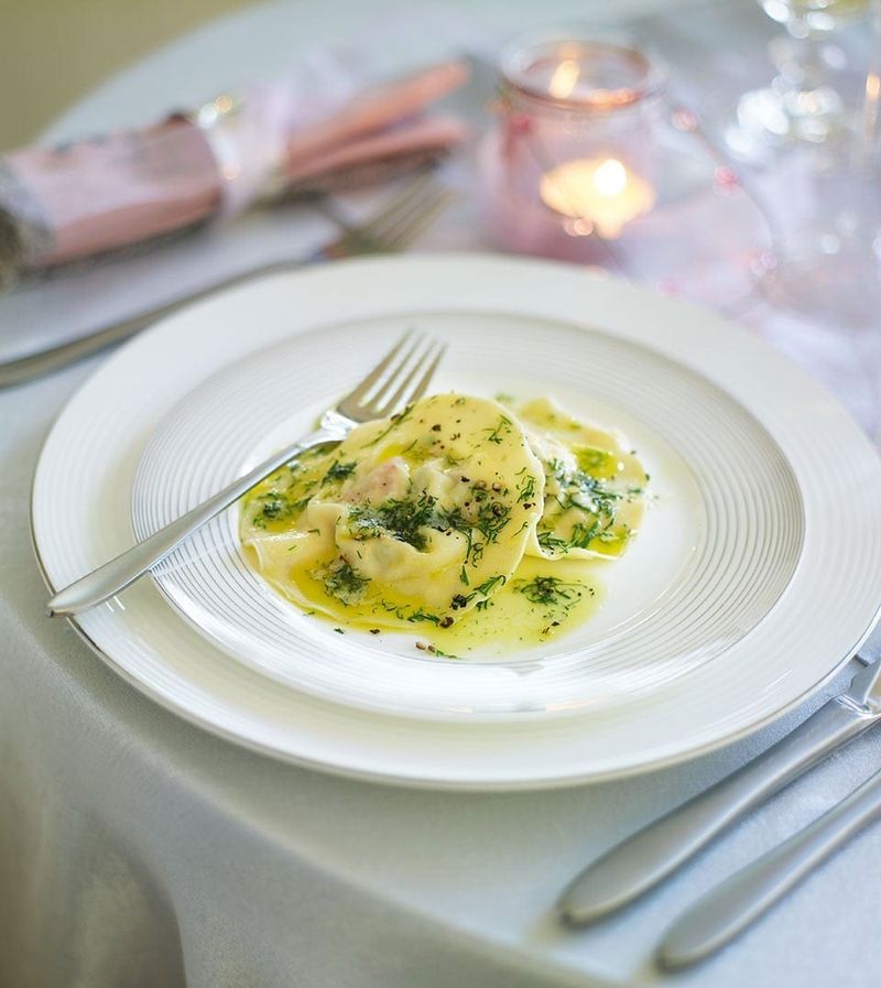 Smoked Salmon and Ricotta Ravioli With Lemon Dill Butter