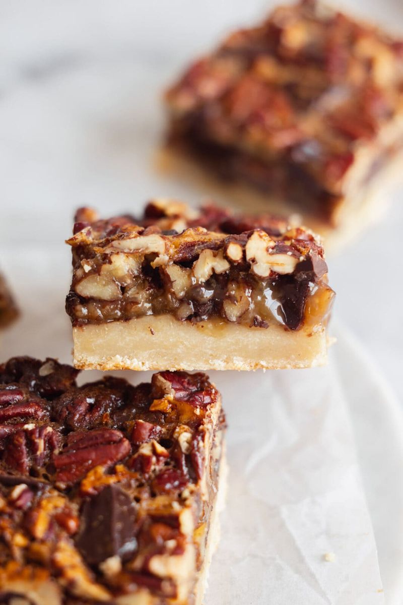 Chocolate Bourbon Pecan Pie Bars