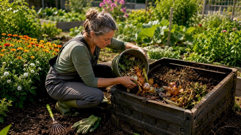Finished compost gives banana peels a useful job
