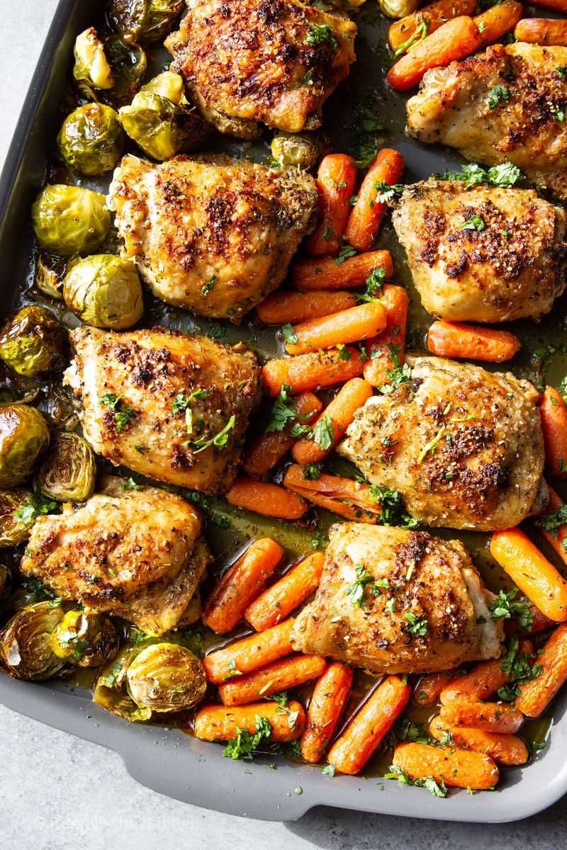 Sheet-pan chicken thighs and vegetables