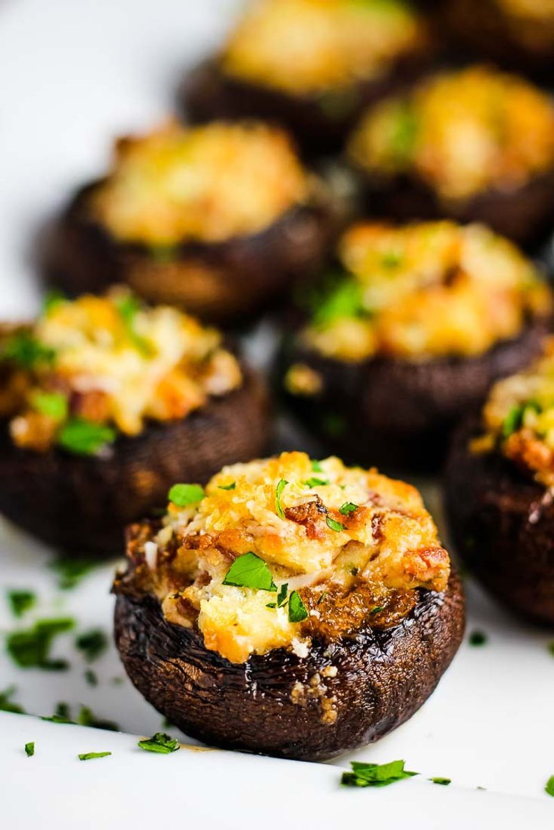 Bacon And Cheddar Stuffed Mushrooms