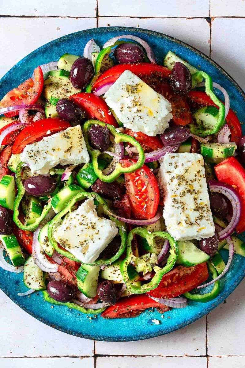 Traditional Greek Salad with Feta and Olives