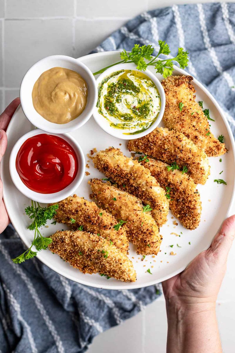 Chicken Tenders With A Sauce Flight