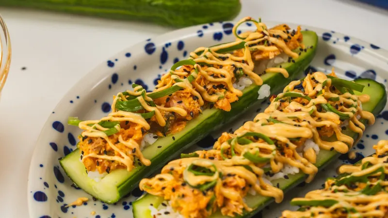 Spicy Tuna Cucumber Boats