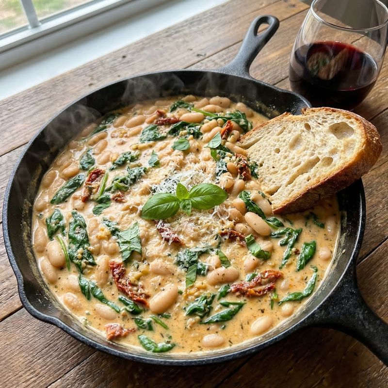 Creamy White Bean and Mushroom Skillet