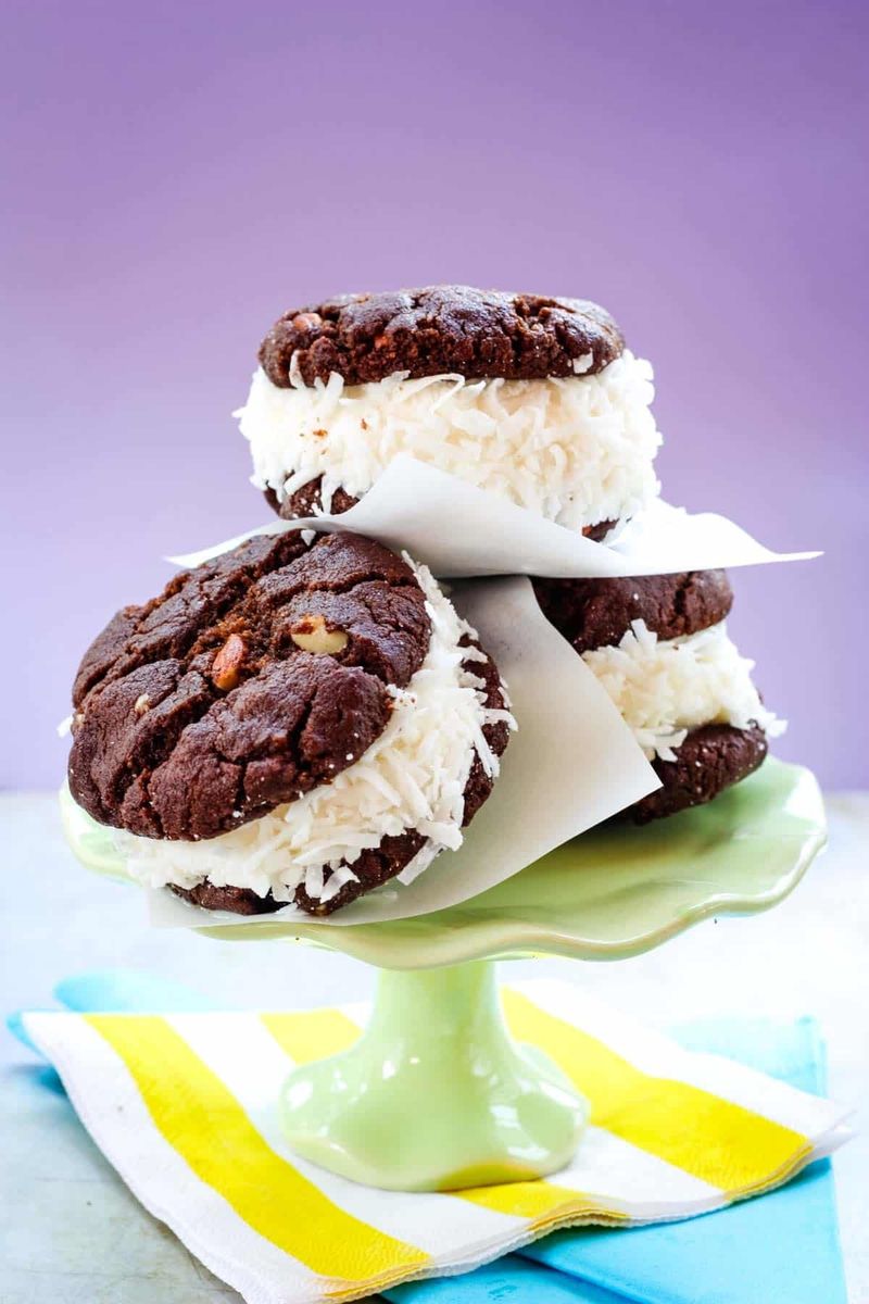 Coconut ice cream sandwiches
