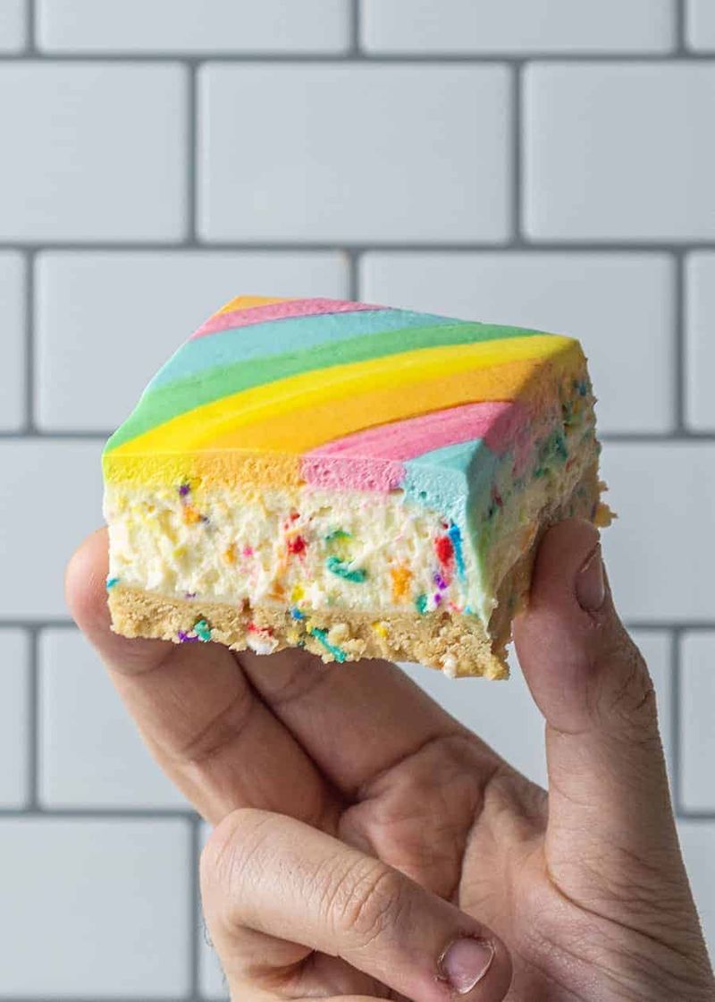 Rainbow Swirl Cheesecake Bars
