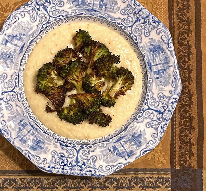 Grits + roasted broccoli and cheddar