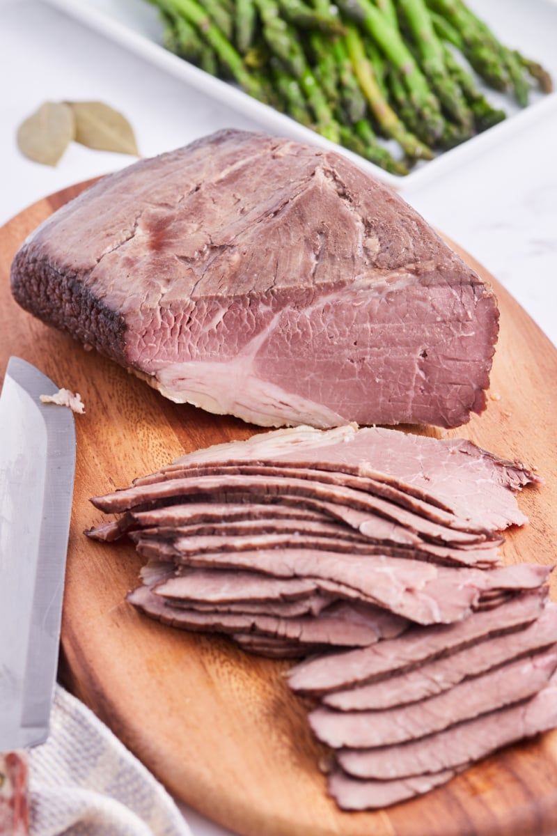 Cooked roast beef slices