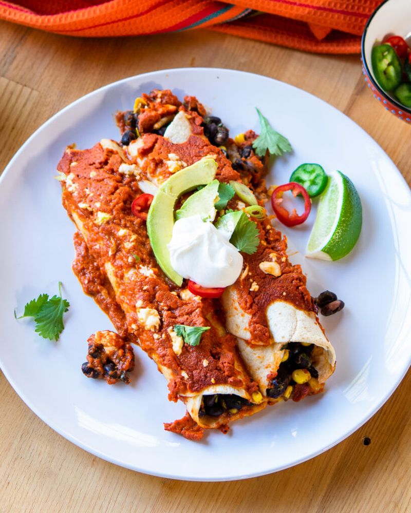 Vegetable Enchiladas with Roasted Corn