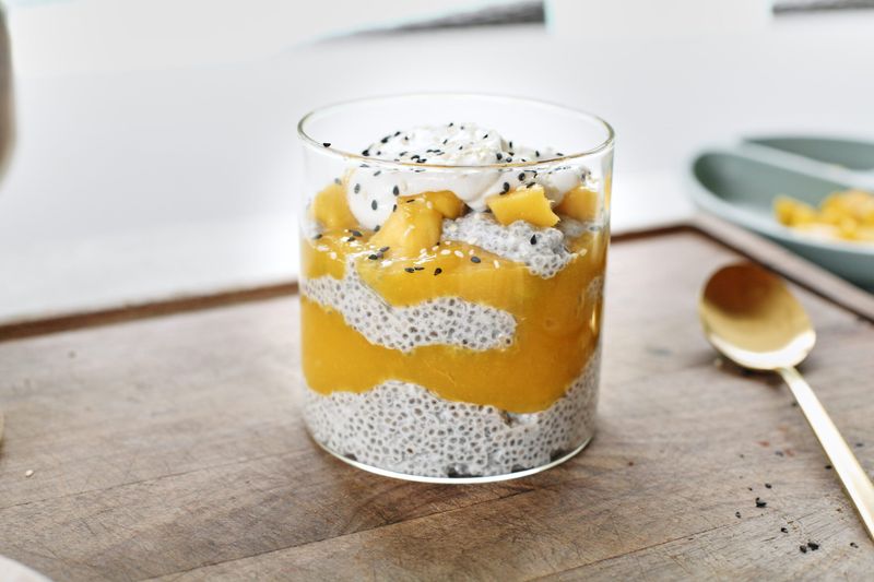 Mango coconut chia pudding cups