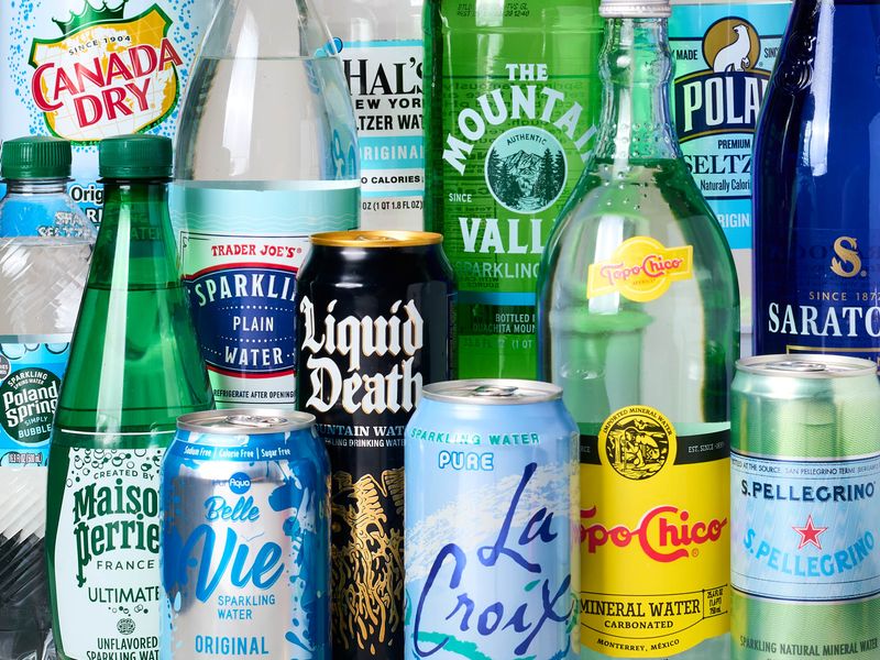 Seltzer from the soda aisle bottom shelf