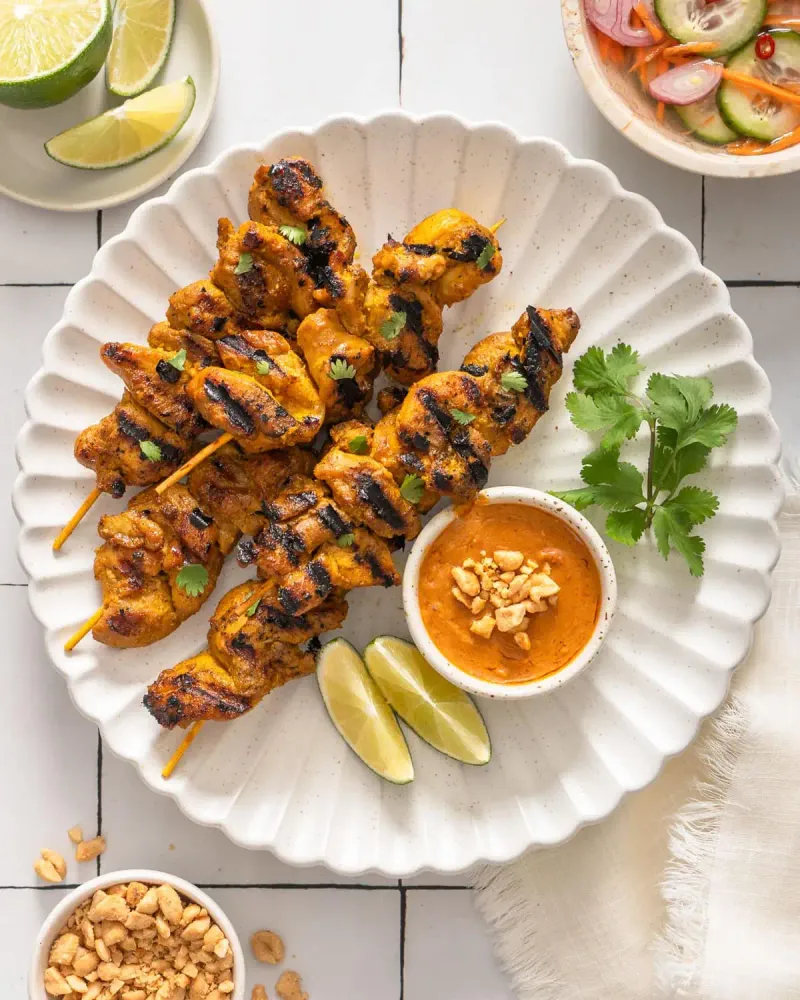 Chicken satay with peanut sauce