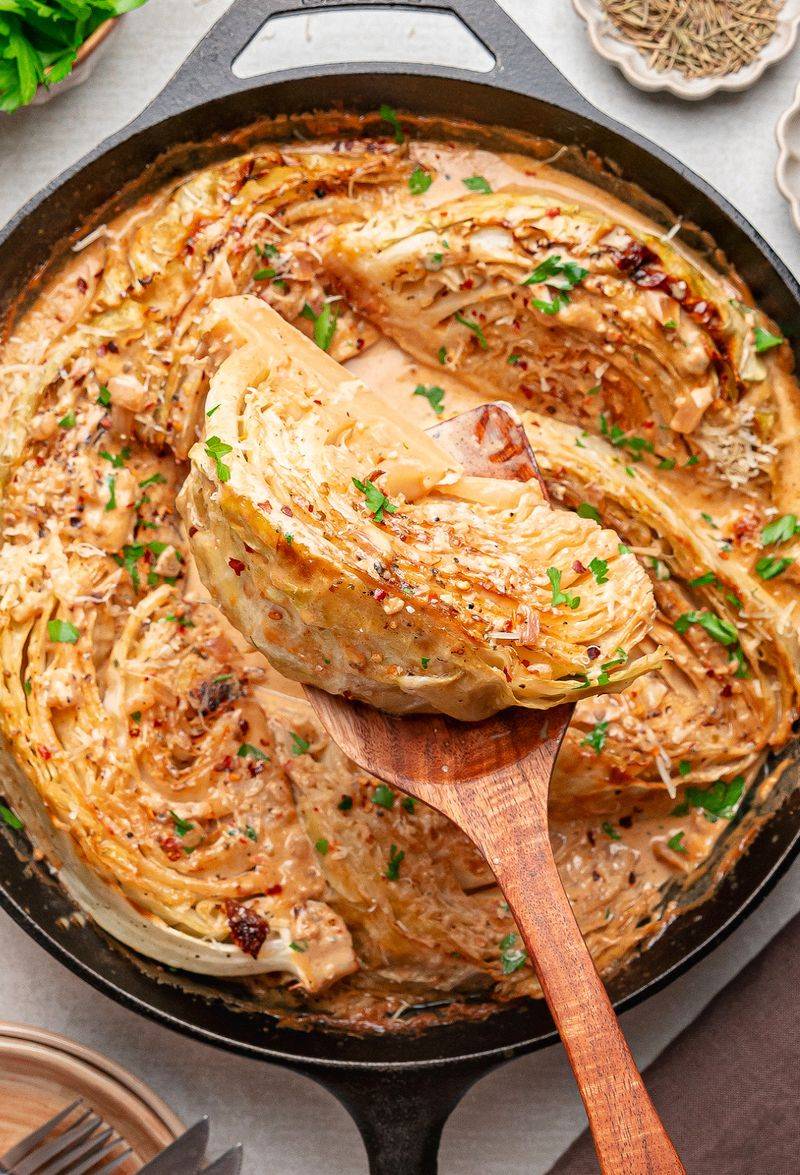 Creamy Cabbage Skillet with Garlic and Herbs