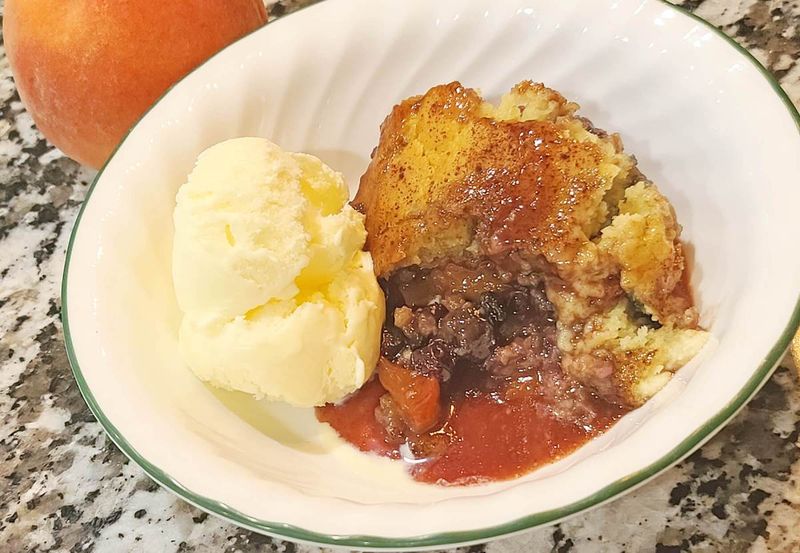 Blueberry Peach Smoked Cobbler