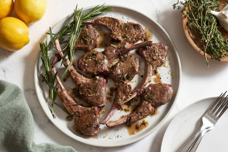 Pan-seared lamb chops with Dijon and herbs