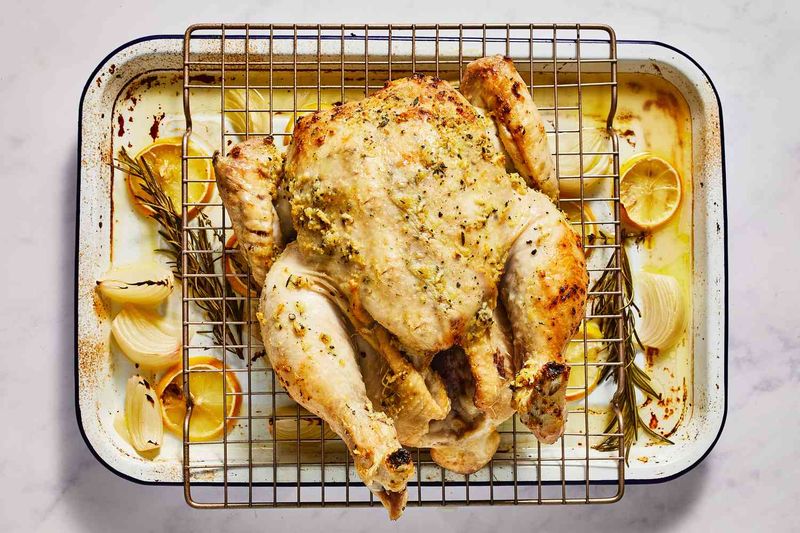 Roast chicken with lemon and fresh herbs