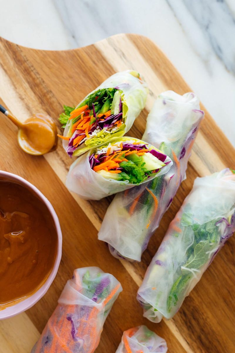 Veggie Spring Rolls With Peanut Sauce