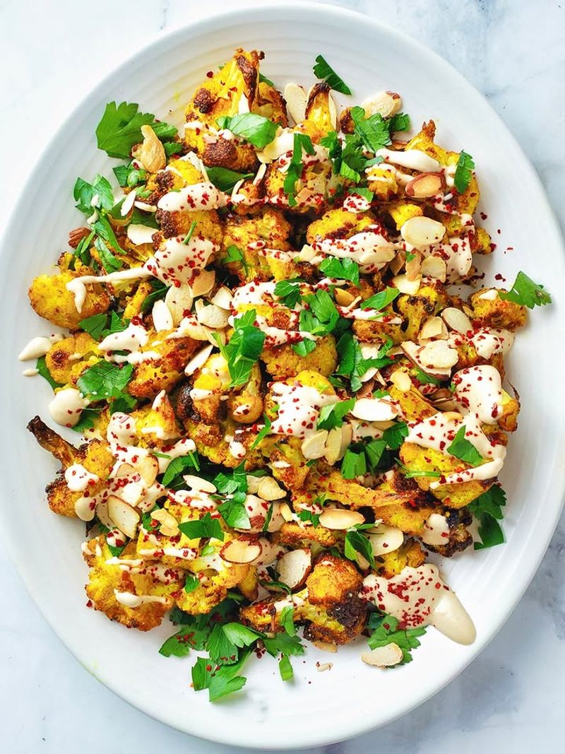 Roasted Cauliflower with Tahini and Parsley