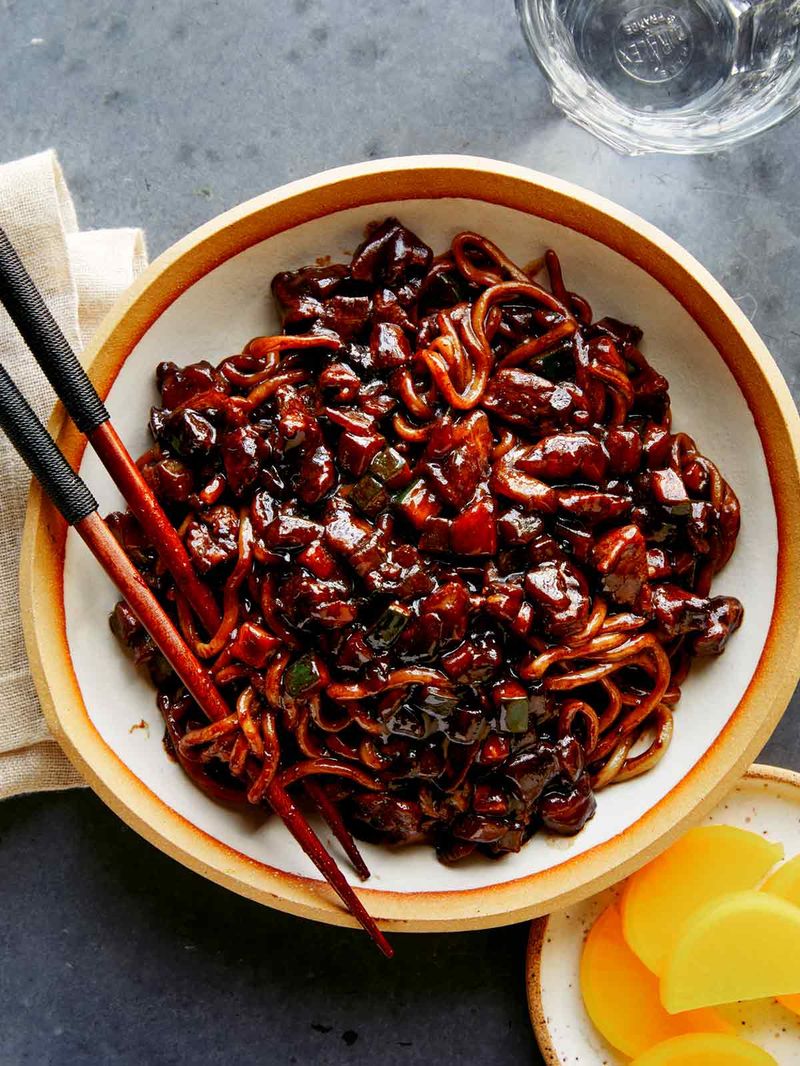 Jjajangmyeon (black bean noodles)