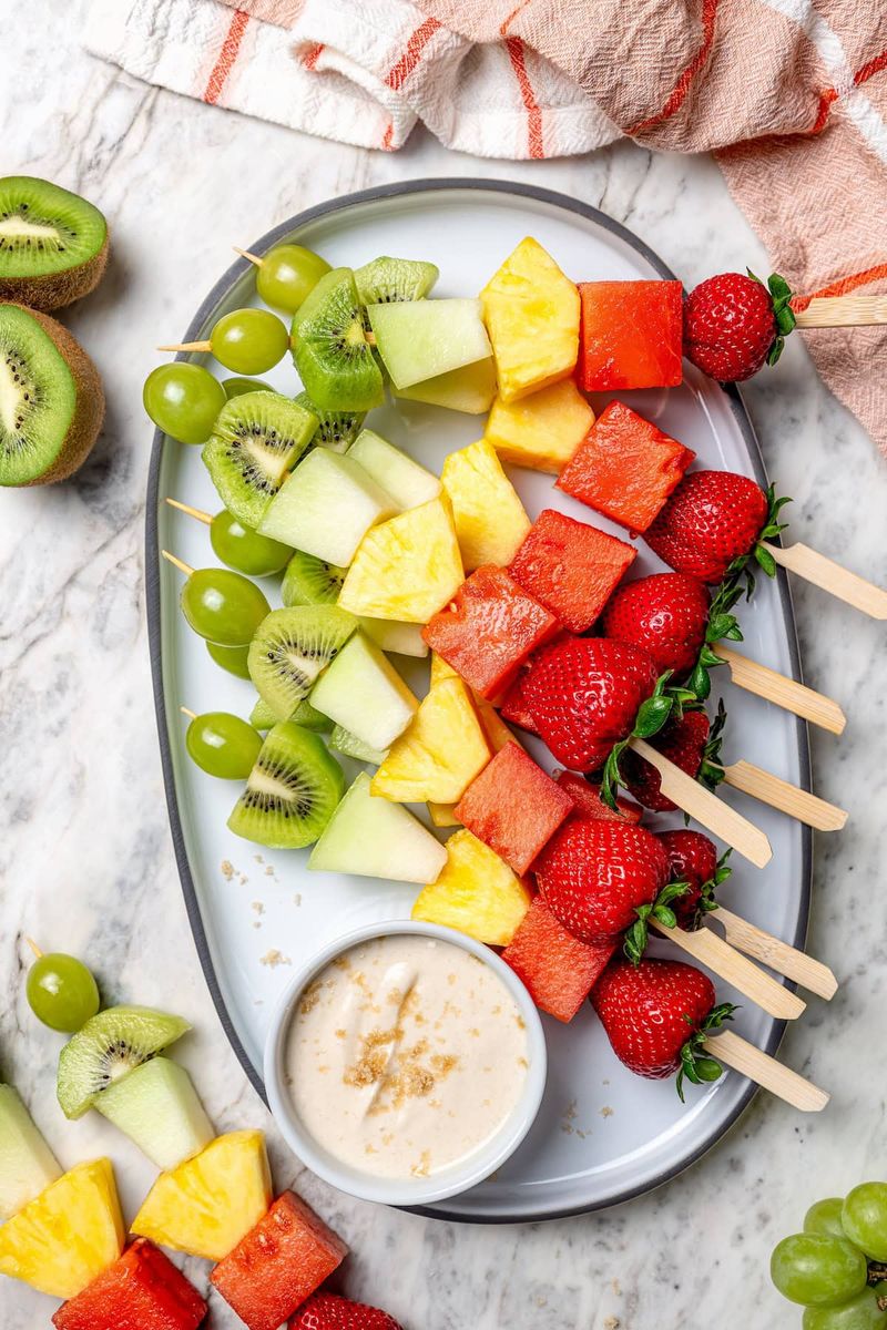 Fruit Kabobs With Honey Yogurt Dip