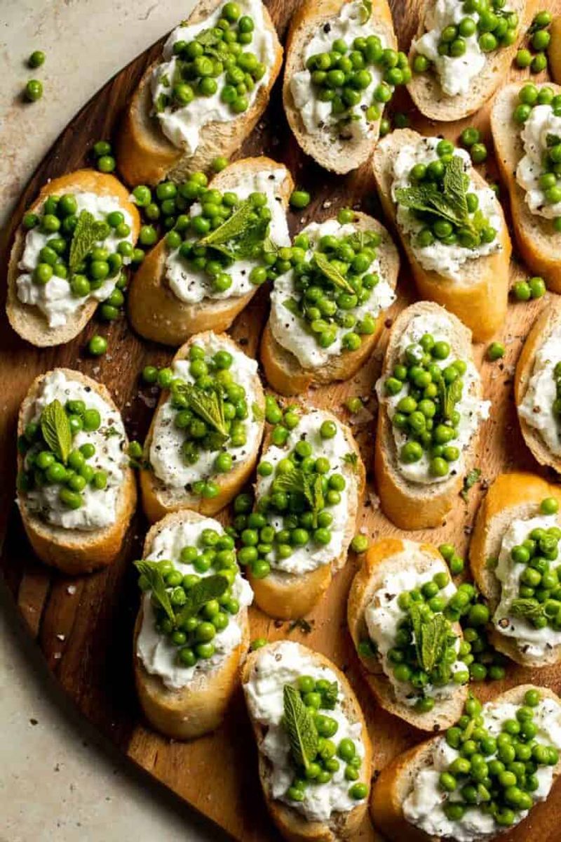 Pea, Mint, and Ricotta Crostini