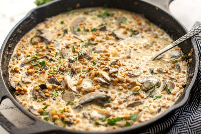 Creamy Lentil and Mushroom Skillet