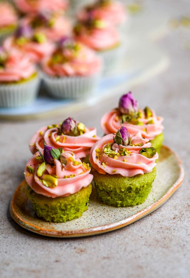 Pistachio Rosewater Cupcakes