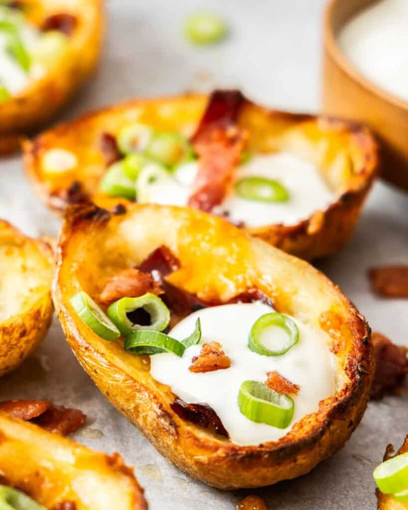 Crispy Potato Skins With Garlicky Sour Cream