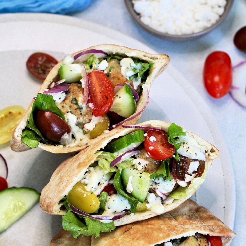 Greek Salad Stuffed Pitas