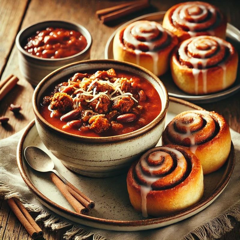 Chili with Cinnamon Rolls